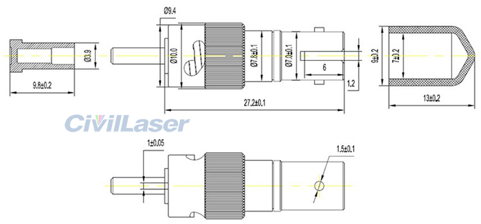 5dB ST PC Yin and Yang Type Optical Attenuator 1250nm-1650nm